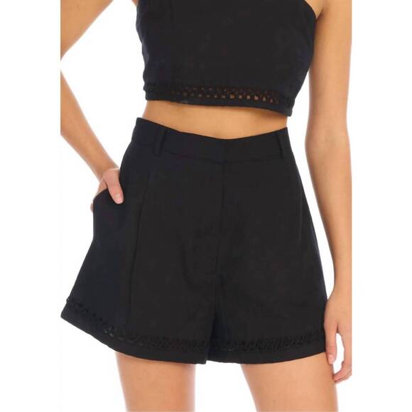 NEW ALLISON NEW YORK elise linen shorts in black